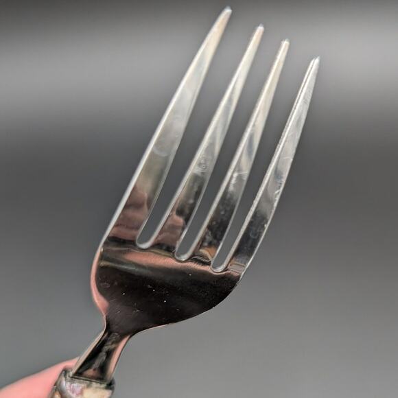 Gibson Roseland Salad Forks Set of 7 Pearlescent Pink Handles Ornate Vintage - Picture 6 of 8